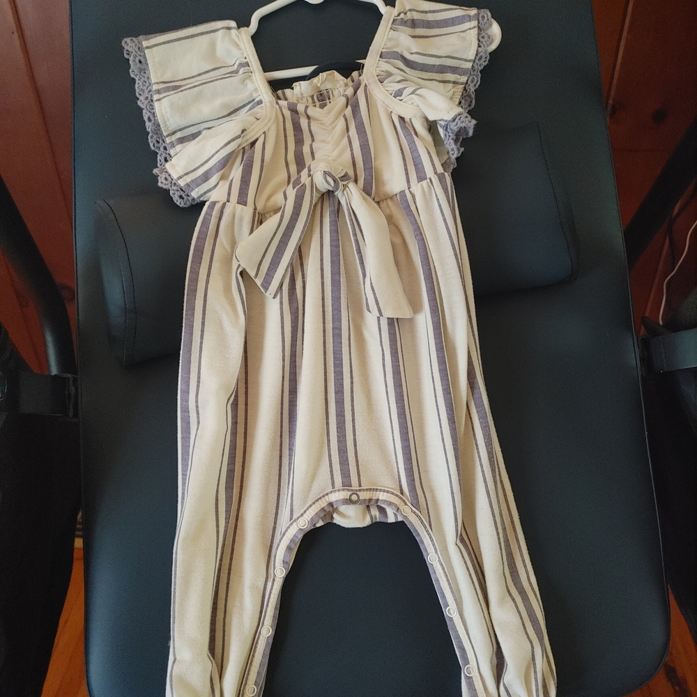 Okie Dokie Striped Leggings - Cream and Purple